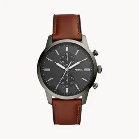 化石/Fossil Townsman Chronograph Amber Leather Watch FS5522