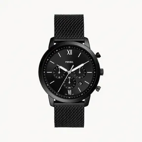 化石/Fossil Neutra Chronograph Black Stainless Steel Mesh Watch FS5707