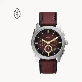 化石/Fossil Machine Chronograph Burgundy Eco Leather Watch FS5884