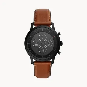 化石/Fossil Hybrid Smartwatch HR Collider Tan Leather and Rubber FTW7007