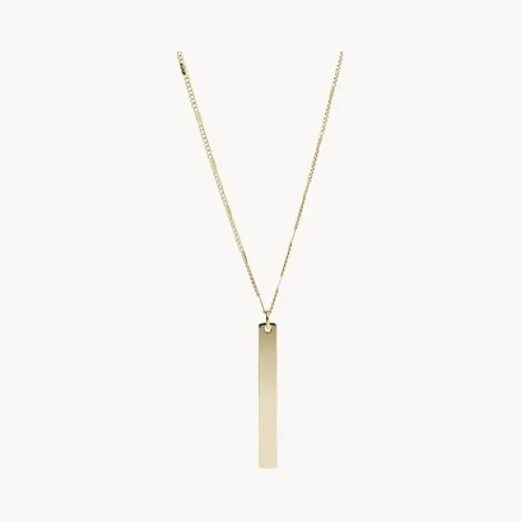 化石/Fossil Lane Bar Gold-Tone Stainless Steel Necklace JF03153710