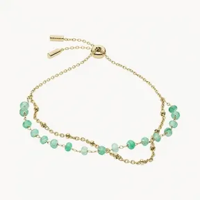 化石/Fossil Georgia Modern Meadows Jade Beaded Bracelet JF03432710