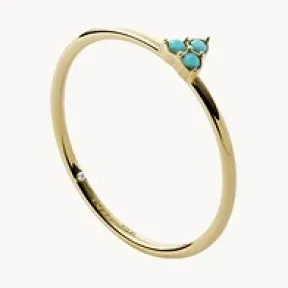 化石/Fossil All Stacked Up Turquoise Blue Gold-Tone Stainless Steel Band Ring JF03745710001