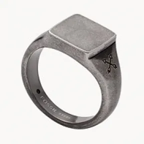 化石/Fossil Vintage Casual Adventurer Silver-Tone Stainless Steel Signet Ring JF03918797001