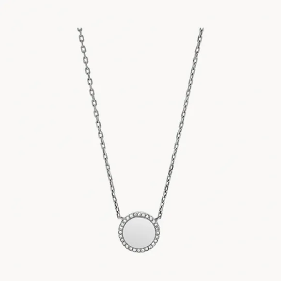 化石/Fossil Pavé Disc Stainless Steel Necklace JOF00490040