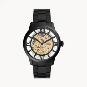 化石/Fossil 44MM Townsman Automatic Black Stainless Steel Watch ME3197