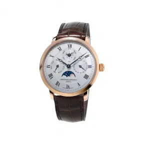 康斯登/Frederique Constant 超薄万年历系列 42 MM 镀玫瑰金抛光和缎面不锈钢 3 部分 自动机械机芯 FC-775MC4S4