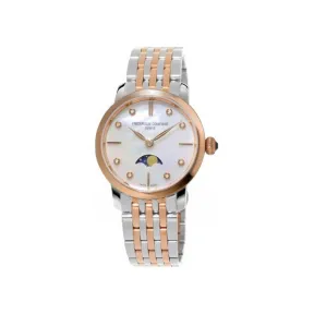 康斯登/Frederique Constant 超薄女装月相腕表 30MM 不锈钢间玫瑰金色 石英机芯 女表 FC-206MPWD1S2B