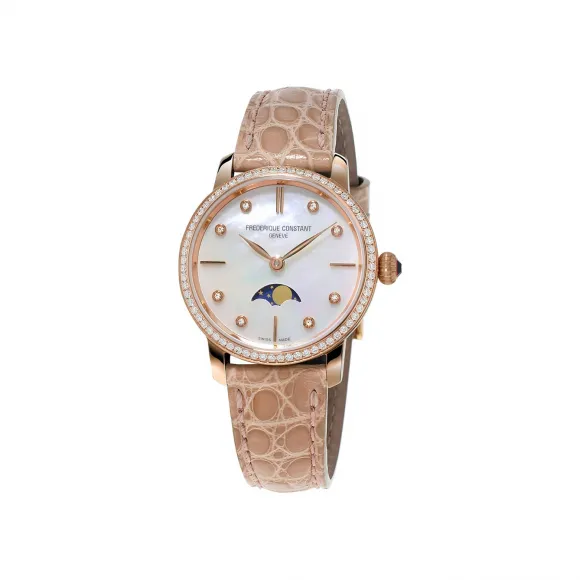 康斯登/Frederique Constant 超薄月相腕表 30MM 18K玫瑰金 石英机芯 FC-206MPWD1SD9