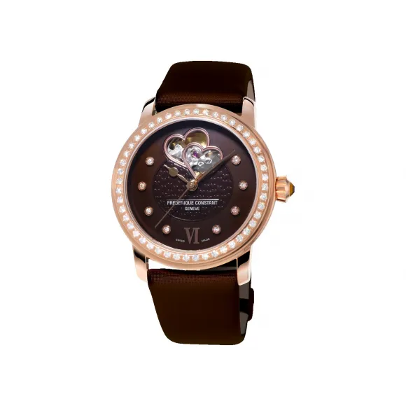 康斯登/Frederique Constant 双心跳女装自动腕表 35MM 不锈钢镀玫瑰金色 自动机械机芯 女表 FC-310CDHB2PD4