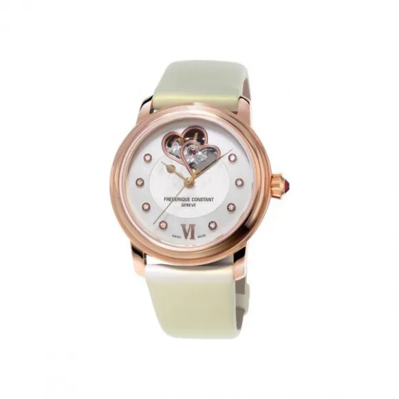 康斯登/Frederique Constant 双心跳女装自动腕表 35MM 不锈钢镀玫瑰金色 自动机械机芯 女表 FC-310DHB2P4