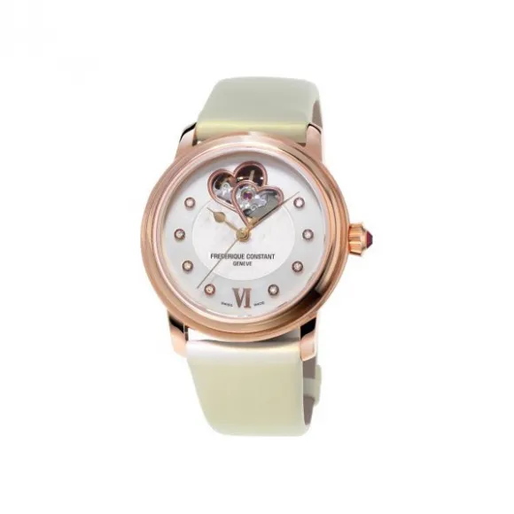 康斯登/Frederique Constant 双心跳女装自动腕表 35MM 18K玫瑰金 自动机械机芯 女表 FC-310DHB2P9
