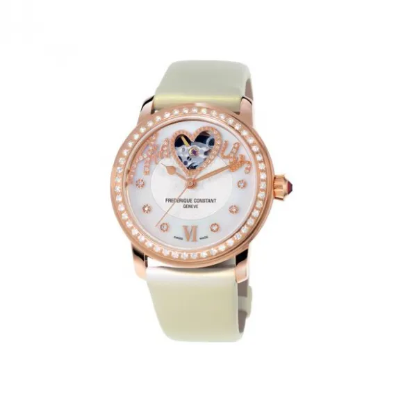 康斯登/Frederique Constant 心跳女装自动腕表 35MM 不锈钢镀玫瑰金色 自动机械机芯 女表 FC-310SQ2PD4