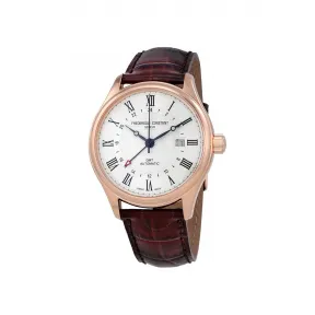 康斯登/Frederique Constant 百年典雅GMT两地时间自动腕表 42MM 抛光镀玫瑰金不锈钢三层 自动机械机芯 FC-350MC5B4