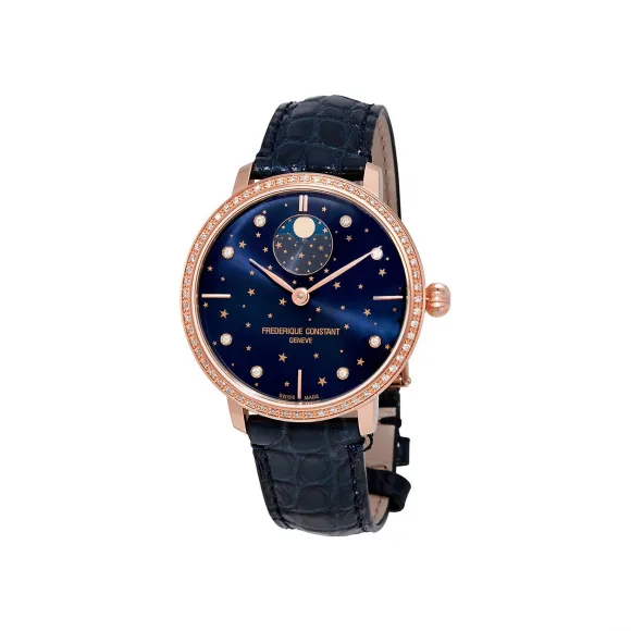 康斯登/Frederique Constant 超薄月相星空自家机芯腕表 38.8MM 抛光镀玫瑰金不锈钢 自动机械机芯 FC-701NSD3SD4