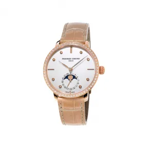 康斯登/Frederique Constant 自家机芯超薄月相腕表 38.8MM 镀玫瑰金不锈钢 自动机械机芯 FC-703VD3SD4