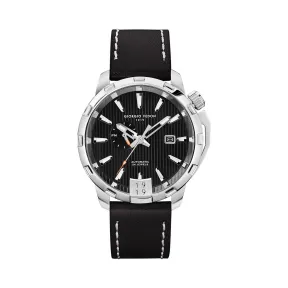 乔治菲登GF1919手表男 发烧友系列自动机械表植鞣防水大表盘 黑色皮带黑色表盘GFCI001