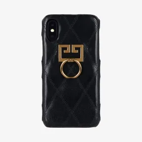 纪梵希/Givenchy 菱形绗缝皮革Iphone XS / X手机保护壳 BB605PB08Z-001