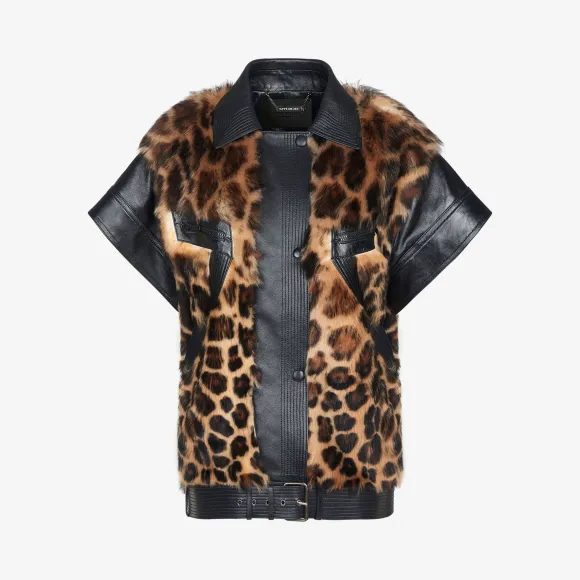 纪梵希/Givenchy 女士 超大皮革和毛羊皮夹克 BW307F60DJ-960