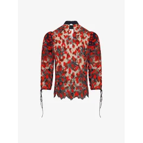 纪梵希/Givenchy 女士 豹纹刺绣蕾丝衬衫 BW604P2040-410