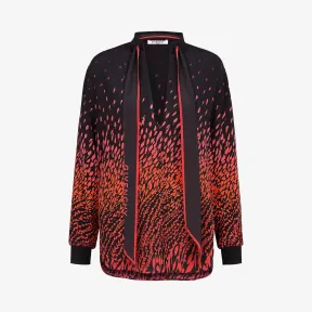 纪梵希/Givenchy 女士 围巾领羽毛印花真丝上衣 BW60FG125G-009