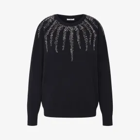 纪梵希/Givenchy 女士 植物刺绣羊毛羊绒混纺针织衫 BW908D4Z62-001