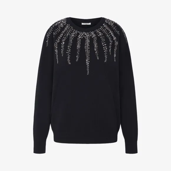 纪梵希/Givenchy 女士 植物刺绣羊毛羊绒混纺针织衫 BW908D4Z62-001