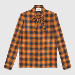 古驰/Gucci Cambridge 真丝衬衫，配以领巾 401303 Z416C 7566