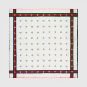 古驰/Gucci 蜜蜂图案真丝织带口袋方巾 407465-4G001-9075