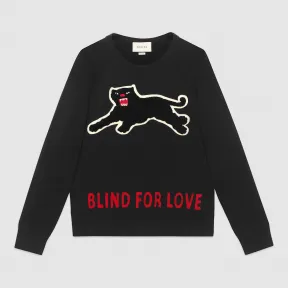 古驰/Gucci 黑豹图案纯棉运动衫 408242 X5K90 1094