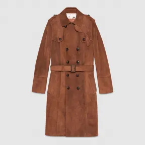 古驰/Gucci 绒面真皮收腰风衣 408382 XG140 2475