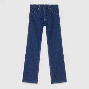 古驰/Gucci 阔腿牛仔裤，配以织边细节 408630 XD393 4011