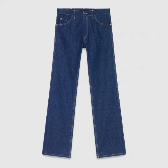 古驰/Gucci 阔腿牛仔裤，配以织边细节 408630 XD393 4011