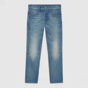 古驰/Gucci 老虎印花锥形牛仔裤 408637 XR424 4271