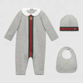 古驰/Gucci 婴儿织带印花三件套礼物套装 408987 X5758 1034