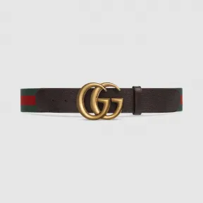 古驰/Gucci 双G带扣帆布织带腰带 409416-HE2AT-8664
