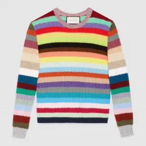 古驰/Gucci 羊绒美利奴条纹针织上衣 410661 X5783 4880