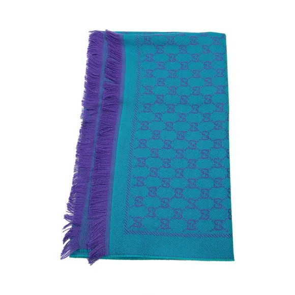 古驰/Gucci 浅蓝色/紫色 羊毛  丝巾 411115-3G200-4670