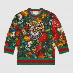 古驰/Gucci 花型图案和老虎印花运动衫 422724 X5M42 1168