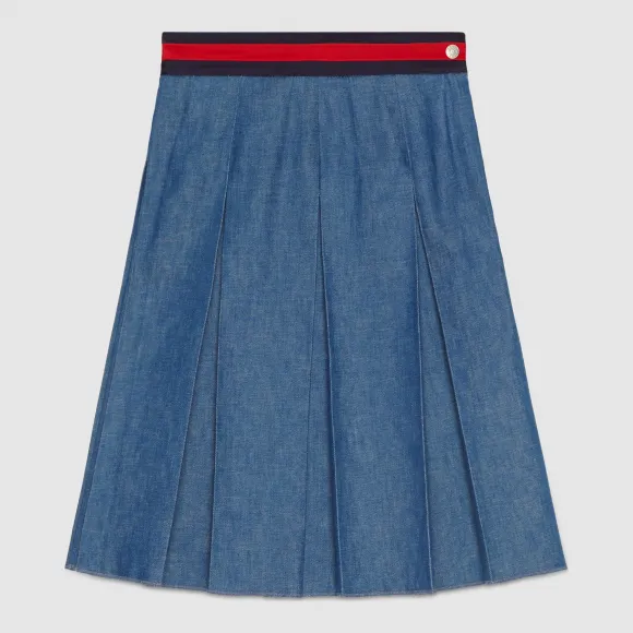 古驰/Gucci 箱形褶裥牛仔裙 426927 XR154 4278