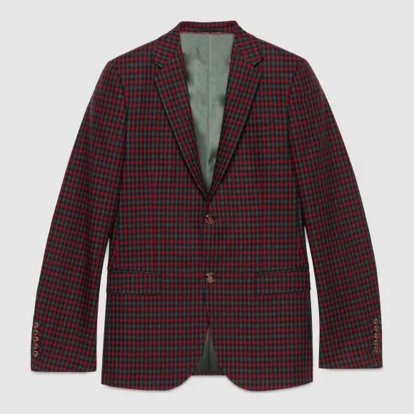 古驰/Gucci Monaco 格纹羊毛羊绒单西 429350 Z572B 4322