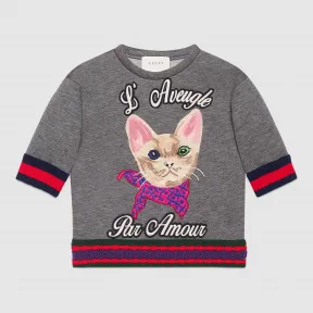 古驰/Gucci 猫形印花纯棉运动衫 435066 X5E15 1280