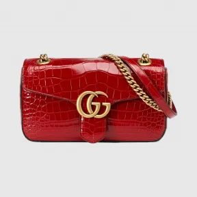 古驰/Gucci GG Marmont系列鳄鱼皮小号肩背包 443497-EV40T-6638