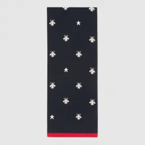 古驰/Gucci 蜜蜂和星星羊毛围巾 452332 4G206 4077