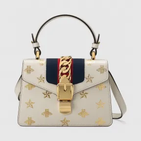 古驰/Gucci Sylvie系列蜜蜂星星皮革迷你手袋 470270-DJ2SG-8963