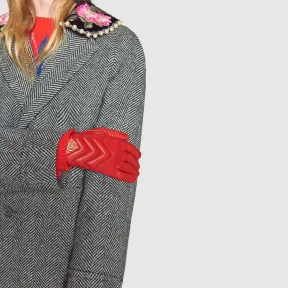 古驰/Gucci GG Marmont系列人字纹皮革手套 477965_BAP00_6400