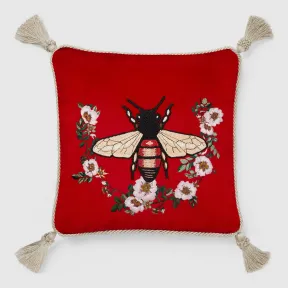 古驰/Gucci 蜜蜂图案刺绣天鹅绒靠垫 482716 ZAF02 6367