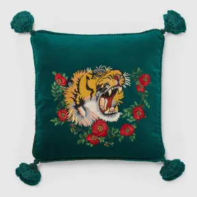 古驰/Gucci 老虎图案刺绣天鹅绒靠垫 482720 ZAF05 3202