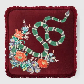 古驰/Gucci 珊瑚蛇图案刺绣天鹅绒靠垫 482730 ZAF11 6125