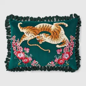 古驰/Gucci 老虎图案刺绣天鹅绒靠垫 482742 ZAF17 3608